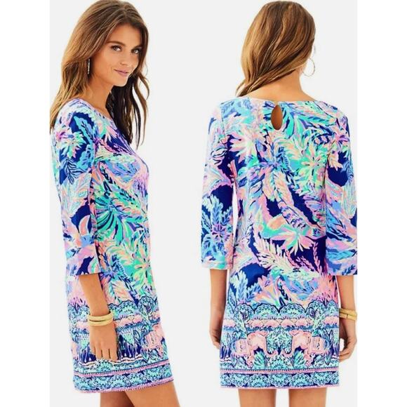 Lilly Pulitzer Bay Multi Sunset Safari Engineered Mini Dress 3/4 Sleeve PreppyXS - Picture 1 of 11
